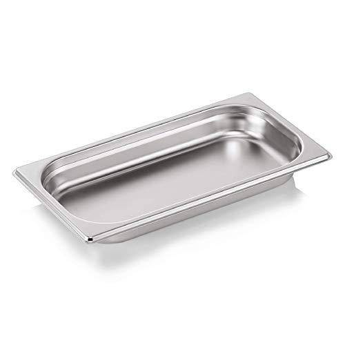 WAS 7013 040 Serie 70 Chromnickelstahl Gastronormbehälter mit Stapelrand, 0.75L, 1/3 GN, 325mm x 176mm x 40mm von WAS Germany