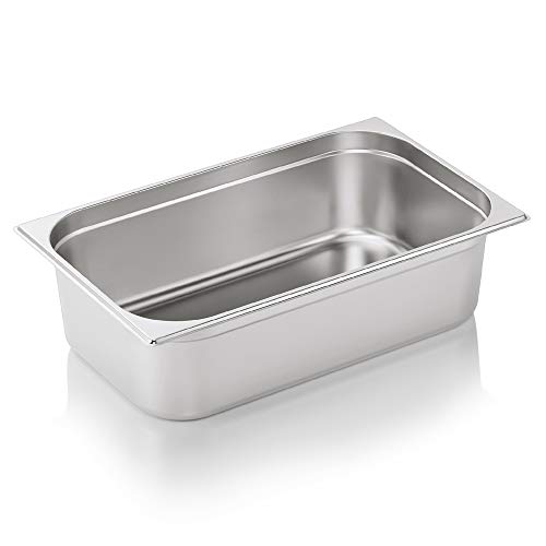 WAS 7511 150 ECO-LINE Serie 75 Chromnickelstahl Gastronormbehälter mit Stapelrand, 1/1 GN, 21L, 325mm x 530mm x 150mm von WAS Germany