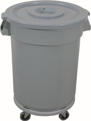 WAS 9219 120 HDPP Kunststoff Abfallbehälter mit Transporttrolley und Flachdeckel, 5 Schwenkbare Rollen ohne Feststeller, 120 L, 55cm Durchmesser, 83cm Höhe WAS 9219 120 HDPP Kunststoff Abfallbehälter mit Transporttrolley und Flachdeckel, 5 Schwenkbare Rollen ohne Feststeller, 120 L, 55cm Durchmesser, 83cm Höhe von WAS Germany