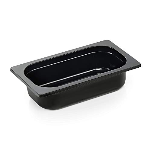 WAS 9314 066 Eco-Line Gastronormbehälter, Melamin, Schwarz, GN 1/4, Höhe 6.5cm, 3 Stück von WAS Germany