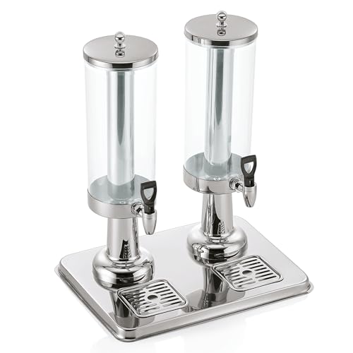 WAS 9930 230 Edelstahl Getränkedispenser mit Behälter aus Polycarbonat, 2 x 3,0 ltr, 41.5 cm x 31.5 cm x 50 cm von WAS Germany