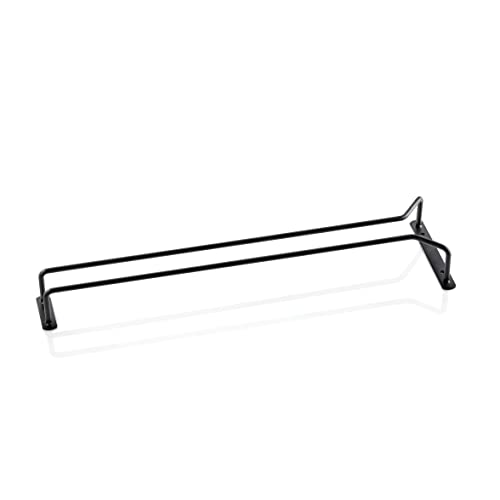 WAS Germany Gläserschiene - Weinglashalter aus pulverbeschichtetem Metall - zum Aufhängen von Weingläsern unter dem Schrank oder Regal - schwarz - 41,5 cm Länge von WAS Germany