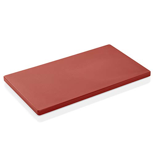 WAS Germany HACCP Schneidbrett - rotes Küchenbrett mit Gummifüßen zum Schneiden von rohem Fleisch mit den Maßen 50 x 30 x 2 cm - 1830 501 von WAS Germany