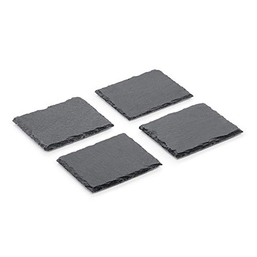 WAS Germany Naturschieferplatten – 4 quadratische Untersetzer aus Schiefer mit den Maßen 10 x 10 cm - 3311 004 von WAS Germany