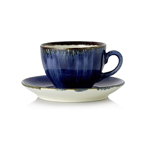 WAS Germany Ober- und Untertasse, 0,25 ltr., Set á 6 Stück, dark ocean, Porzellan von WAS Germany
