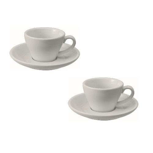 2 dickwandige Espresso-Doppio/Kaffeetassen 0,18l aus weißem Porzellan inkl. Untertasse von WAS IST WAS