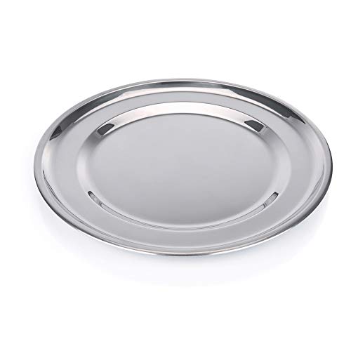 WAS 1210 360 Chromnickelstahl Servierplatte mit Bordiertem Rand, Oval, Ø 36 cm von WAS