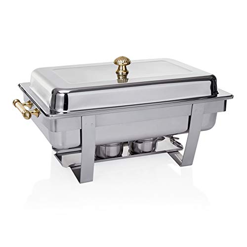 WAS 1460 022 GN 1/1 Chromnickelstah Chafng Dish mit Messinggrifen, 61 cm x 35 cm x 43 cm von WAS IST WAS