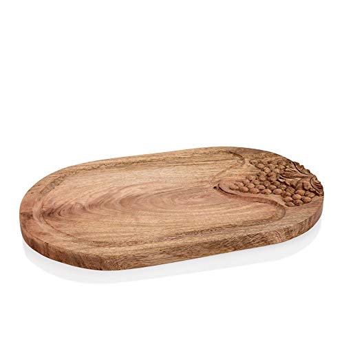 WAS 1841 401 Mangoholz obst-/Käsebrett mit Traubendekor, 40 cm x 25 cm x 2 cm von WAS IST WAS