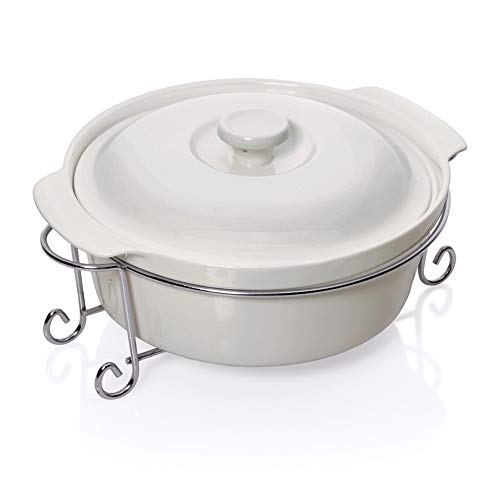 WAS 4727 001 Serie Bavaria Porzellan Terrine mit Drahtgestell mit Deckel, 15cm Höhe, 25cm Durchmesser, 2.5L von WAS IST WAS