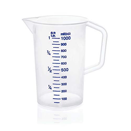 WAS 9306 100 Polypropylen Messbecher mit 100ml Skalierung, 1.0 L, 12cm Durchmesser, 17.0cm Höhe von WAS Germany