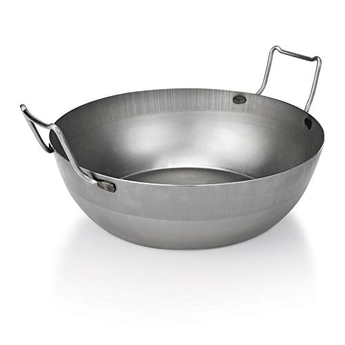 WAS 2285 402 Eisen Frittierpfanne, 40cm Durchmesser Oben, 13.5cm Hohe von WAS