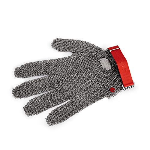 WAS 6150 001 Chromnickelstahl Stechschutzhandschuh ohne Stulpe, Weiß, S Größe von WAS