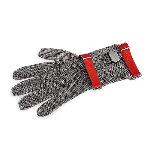 WAS 6151 002 Chromnickelstahl Stechschutzhandschuh mit 8cm Stulpe, Rot, M Größe von WAS