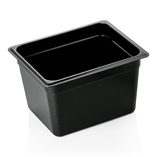 WAS 9512 200 Serie 95 Xtra Preiswert Polycarbonat GN 1/2 Behälter, Schwarz, 32.5cm Länge, 26.5cm Breite, 20cm Höhe von WAS Germany