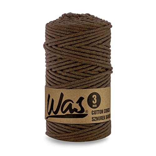 WAS Baumwollkordel mit Polyesterkern 3 mm 100m Baumwollgarn DIY Makramee Stricken Cotton Cord braun ideal für Makramee Handwerk Baumwollseil für Basteln WAS Baumwollkordel mit Polyesterkern 3 mm 100m Baumwollgarn DIY Makramee Stricken Cotton Cord braun ideal für Makramee Handwerk Baumwollseil für Basteln von WAS
