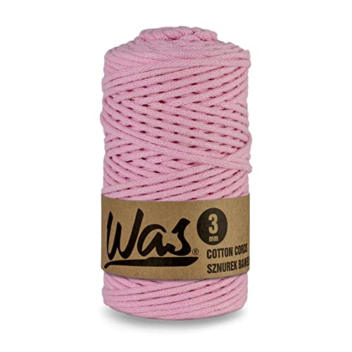 WAS Baumwollkordel mit Polyesterkern 3 mm 100m Baumwollgarn DIY Makramee Stricken Cotton Cord pink ideal für Makramee Handwerk Baumwollseil für Basteln WAS Baumwollkordel mit Polyesterkern 3 mm 100m Baumwollgarn DIY Makramee Stricken Cotton Cord pink ideal für Makramee Handwerk Baumwollseil für Basteln von WAS