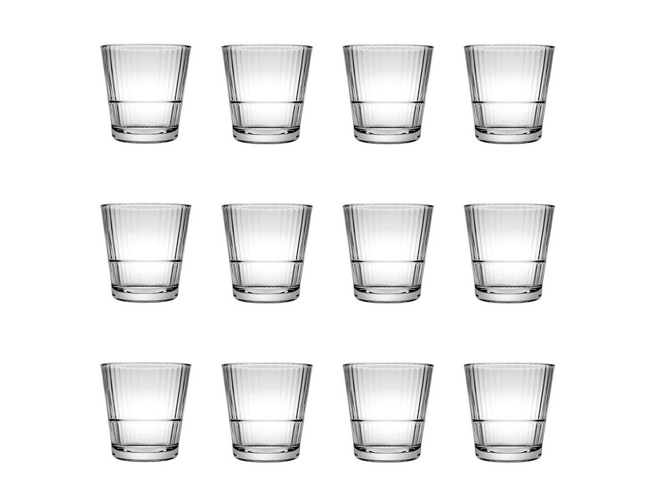 WAS Whiskyglas Cocktailgläser, Whiskygläser 12er-Set - Grande Sunray, 390 ml von WAS