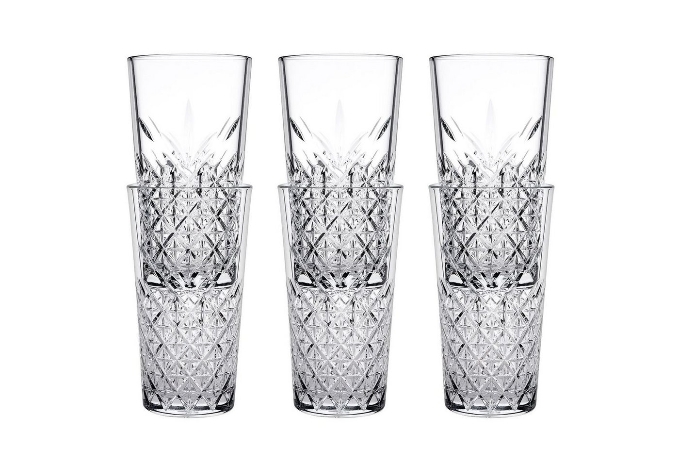 WAS Cocktailglas Longdrinkgläser, Trinkgläser 6er-Set - Timeless stackable, 470 ml von WAS