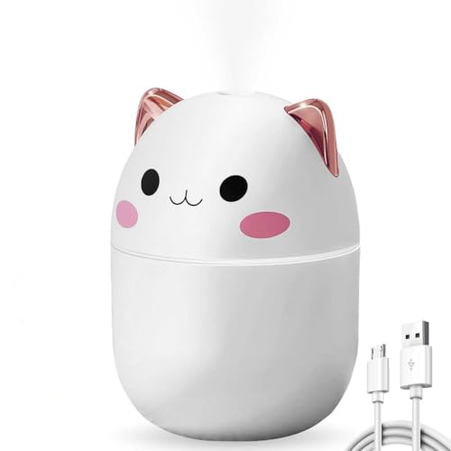 250ml Mini-Wasserbefeuchter, WASAGA Kleiner Tragbarer USB-betriebener Kühler Nebel-Luft-Desktop-Diffusor mit Weichem Nachtlicht für Auto-Schlafzimmer-Büro von WASAGA