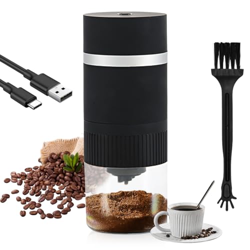 Elektrische Kaffeemühle, WASAGA USB Wiederaufladbare Tragbare Kabellose Mini-Kaffeemühle mit Grat für den Heim- oder Bürogebrauch von WASAGA