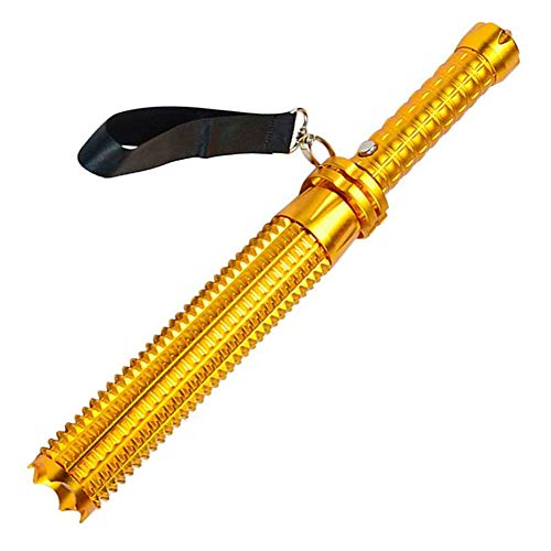 WASAGA Selbstverteidigungstaschenlampe, Zoomable Baseball Bat LED-Taschenlampe für den Notfall mit 18650 oder AAA Batterie (Gold) von WASAGA