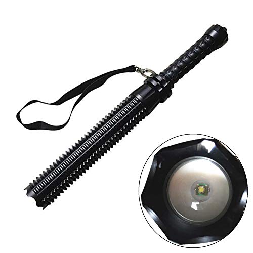 Selbstverteidigungstaschenlampe, WASAGA Zoomable Baseball Bat LED-Taschenlampe für den Notfall mit 18650 oder AAA Batterie (Schwarz) von WASAGA