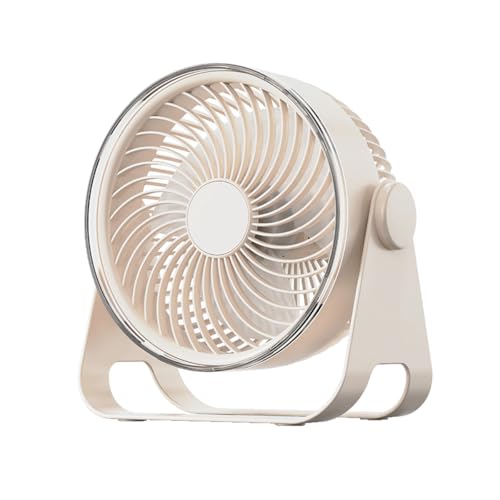 WASAGA Tragbarer Mini-Tischventilator 5 Geschwindigkeiten & 3 Lichtmodi Persönlicher Desktop-Tischventilator mit 90° Verstellung für Home-Office-Auto-Schulschlafsaal-Outdoor-Reisen (Weiß) von WASAGA