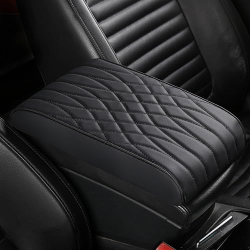WASHLA Leder Auto Armlehnen Polster für Volkswagen VW Passat Sedan B8 B7 B6 B5 B4/CC Coupé Universal Mittelkonsole Armlehne Pad wasserdichte Auto Sitz Box Abdeckung,Black von WASHLA