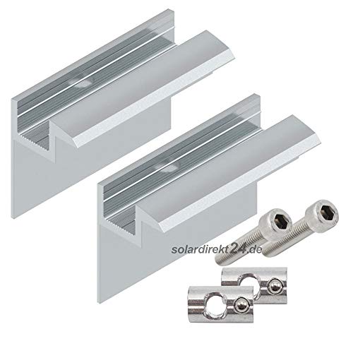 2er-Set Endklemme für 35 mm Module silber inkl. Schrauben Solar Photovoltaik PV von WASI