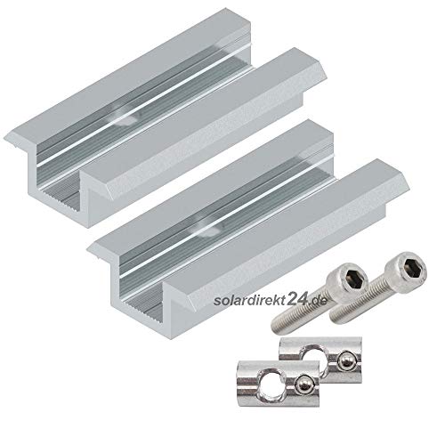 2er-Set Mittelklemme für 30-50 mm Module silber inkl. Schrauben Photovoltaik PV Solar von WASI