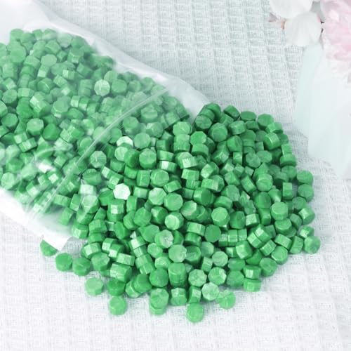 400 Stück Vintage grüne Siegelwachsperlen, WASOHLING Achteck-Wachssiegelperlen für Stempelsiegel, grüne Wachssiegelperlen Set für Umschlagstempel, Einladungen, Weinpakete, Briefversiegelung (Vintage 400 Stück Vintage grüne Siegelwachsperlen, WASOHLING Achteck-Wachssiegelperlen für Stempelsiegel, grüne Wachssiegelperlen Set für Umschlagstempel, Einladungen, Weinpakete, Briefversiegelung (Vintage von WASOHLING