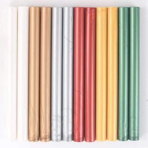 WASOHLING Siegelwachsstifte, 12 Stück Wachssiegelstäbe für Wachssiegelstempel, 6 Farben, Kleber, blaues Set für 1,1 cm große Klebepistole (Weihnachtsserie) von WASOHLING