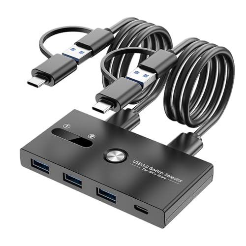 WASTEBIN Der USB C Und USB3.0-KVM Umschalter Ermöglicht Den Schnellen Gerätewechsel Zwischen Zwei Computern Und Unterstützt Drucker Und Mehr von WASTEBIN