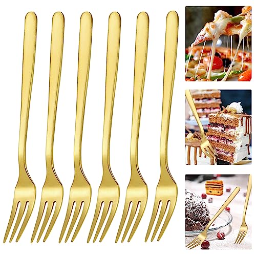 Kuchengabeln Gabeln Obstgabeln Besteck Cutlery Gabel Kuchengabel Kleine Dessertgabeln Forks Tischgabeln Tafelgabeln Stainless Steel Fork, 6 Stück Golden von WASYPLSFOI