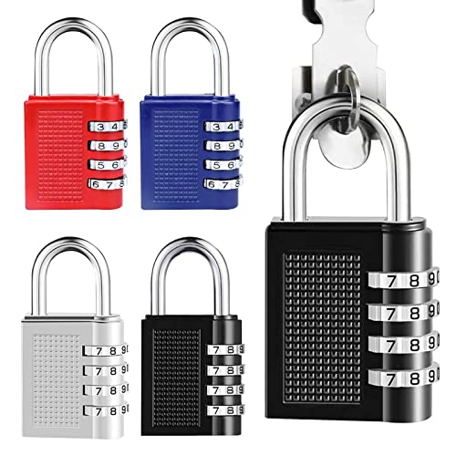 Zahlenschloss Vorhängeschloss Kofferschloss Schloss Gepäckschloss Zahlenschlösser Padlock 4 Stellig Zahlen Wetterfest mit Zahlencode, 4 Stück von WASYPLSFOI