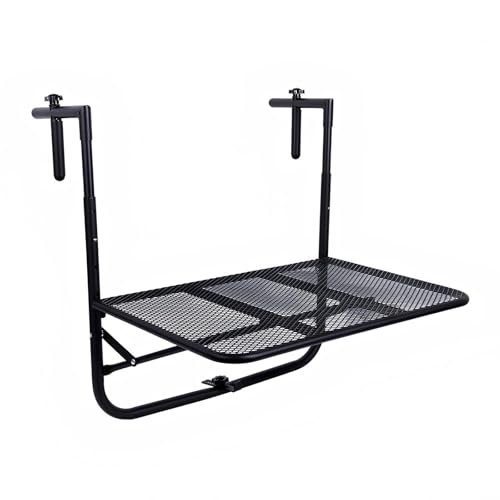Balkon Klapptisch zur Wandmontage, Stehtisch zum Aufhängen am Geländer, klappbarer Outdoor-Schreibtisch, Höhenverstellbarer Waschtisch von WATAOW