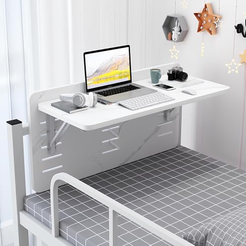 Klappbarer Hängender Computertisch fürs Bett, Kleiner Wandmontierter Klapptisch für Schlafsäle Balkone, Esstisch für in Mehreren Farben(White Stone) von WATAOW