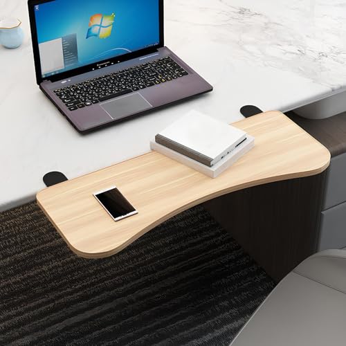 Multifunktionaler Wandmontierter Klappbarer Computertisch, MDF-Stehtisch mit Schwarzer Metallhalterung für Bürotische Balkone Schlafzimmer Wohnzimmer(Wood,65x24cm/25.6x9.4in) von WATAOW