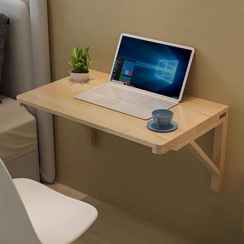 Schwebender Wandklapptisch Faltbar Schreibtisch Für Kleine Räume, Platzsparender Klappbare Wandwerkbank Für Küche Schlafzimmer Waschküche Arbeitszimmer Büro(70x50cm/28x20in) von WATAOW