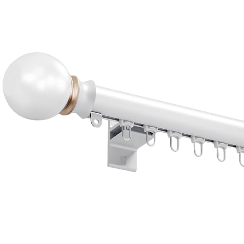 WATAOW Aluminium-Gardinenstange, Schiebevorhangschiene, Geeignet Für Raumteiler, Schlafzimmer, Wohnzimmer, Grau/schwarzes Gardinenstangen-Set(Weiß,400cm/13.1ft(4 * 100)) von WATAOW
