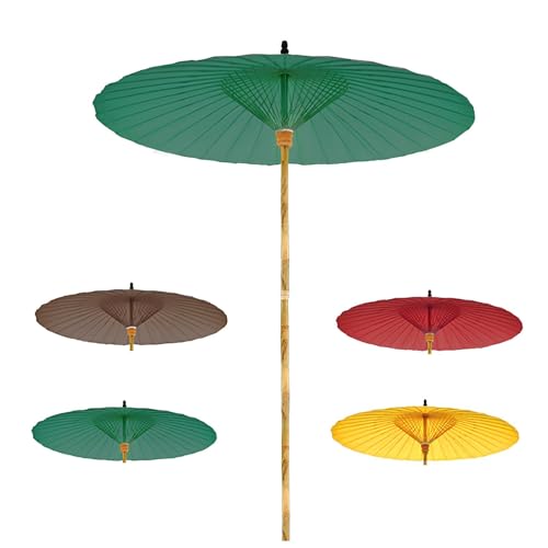 WATAOW Wasserfester Strandschirm | Chinesischer Hofschirm | Traditioneller Schirm Aus Ölpapier, Gartenschirm Für Balkon, Hinterhof, Rasen, Swimmingpool | Bambusrahmen(Green) von WATAOW