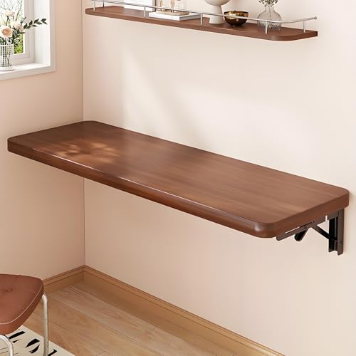 Wandklapptisch Küche, Schwebender Schreibtisch mit Eisenhalterungen, Platzsparender Esstisch Faltbarer Schwebender Werkbank Laptoptisch Wandtisch(110x30cm/43x12in) von WATAOW