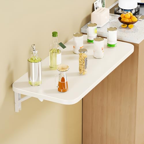 Wandklapptisch mit Halterung, Klappbarer Schreibtisch für Kleine Räume, Faltbar Werkbank für Esszimmer Waschküche Küche Büro Bartisch Laptoptisch Wandtisch(40x20CM/16x7.9IN) von WATAOW