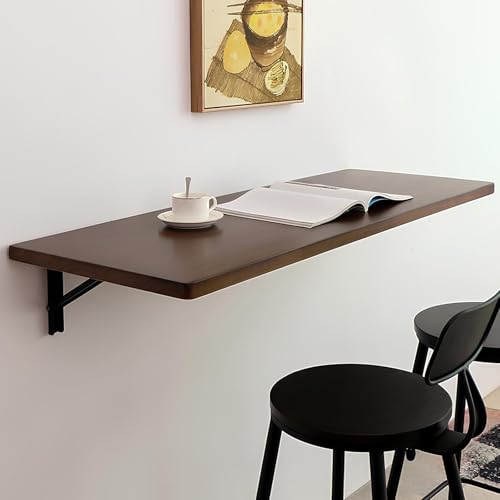 Wandmontierter Klapptisch Aus Massivholz, Multifunktionaler Faltbarer Schwebender Schreibtisch, Platzsparender Wandklapptisch Küchen Esstisch Stehtisch Couchtisch(120x30cm/47.2"x11.8") von WATAOW