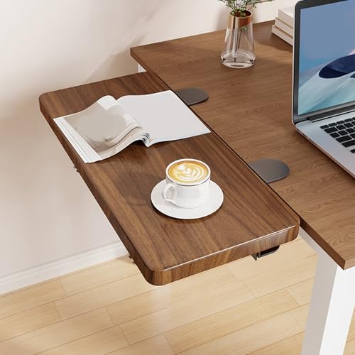 Wandmontierter Klapptisch mit Stanzfreier Knopfmontage, in Verschiedenen Farben Erhältlich, Platzsparender Bürotisch für Schlafzimmer Wohnzimmer Balkon(Walnut,70 * 20cm) von WATAOW