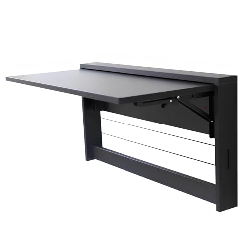 Wandmontierter Schreibtisch Mit Halterung, Klappbarer Laptoptisch Computertisch, Platzsparender Wandklapptisch Bürotisch Küchentisch Bartisch Klappbare Werkbank(Schwarz,80x41.5cm/31x16in) von WATAOW