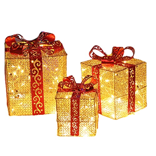 3 Stück Weihnachtsbäume Zubehör Neuheit Dekoratives Zubehör Für Kreatives Zubehör Für Partys Innenbereich Leuchtende Geschenkboxen von WATERBELINE