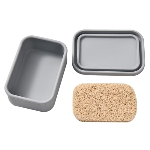 WATERBELINE Seifenschale, tragbare Silikon-Seifenhalterbox mit belüfteter Drainagematte für Reisen, Badezimmer, Aufbewahrung, wasserdicht von WATERBELINE