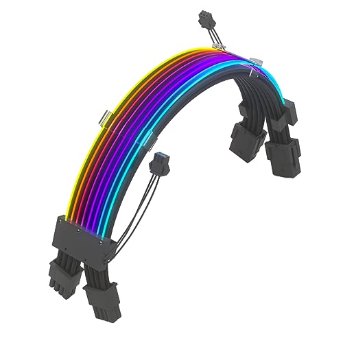 WATERBELINE Sleeved Cable,ARGB Extension Power Supply Sleeved Cable Double 8Pin Bottom Cable Management von WATERBELINE